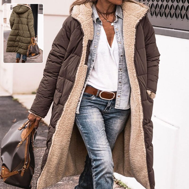 Solid Color Hooded Long Coat