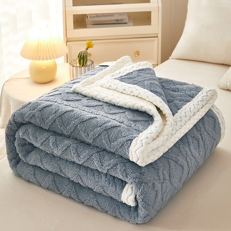 Sofa Blanket Double Thickened Warm Coral Fleece Blanket
